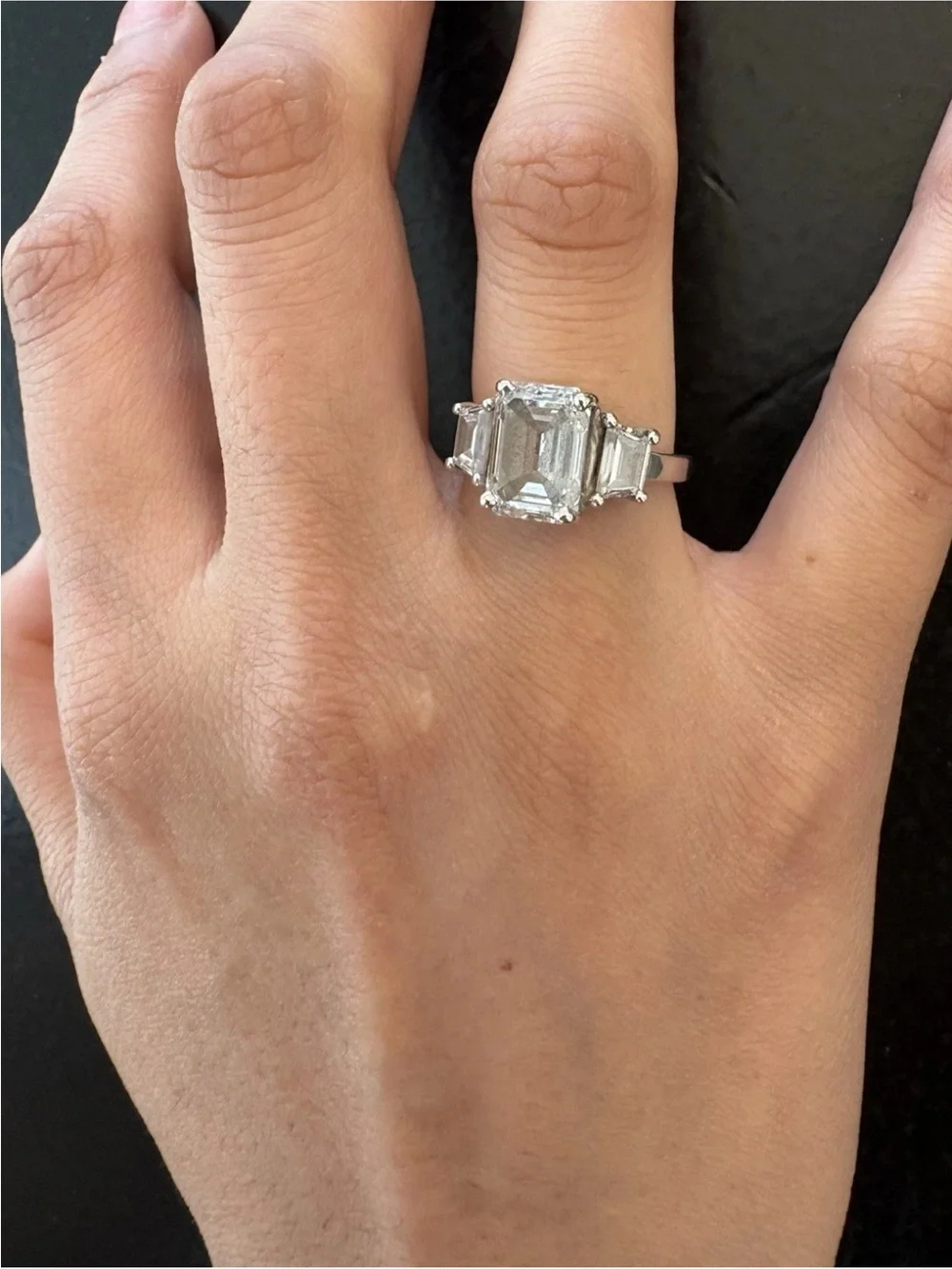 igi certified Emerald Cut Diamond 4.05 Carat Center Stone With Side Stones 14k